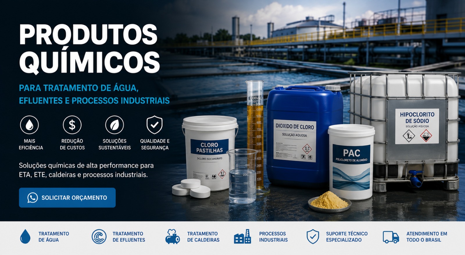 Produtos Químicos para Tratamento de Água e Processos Industriais